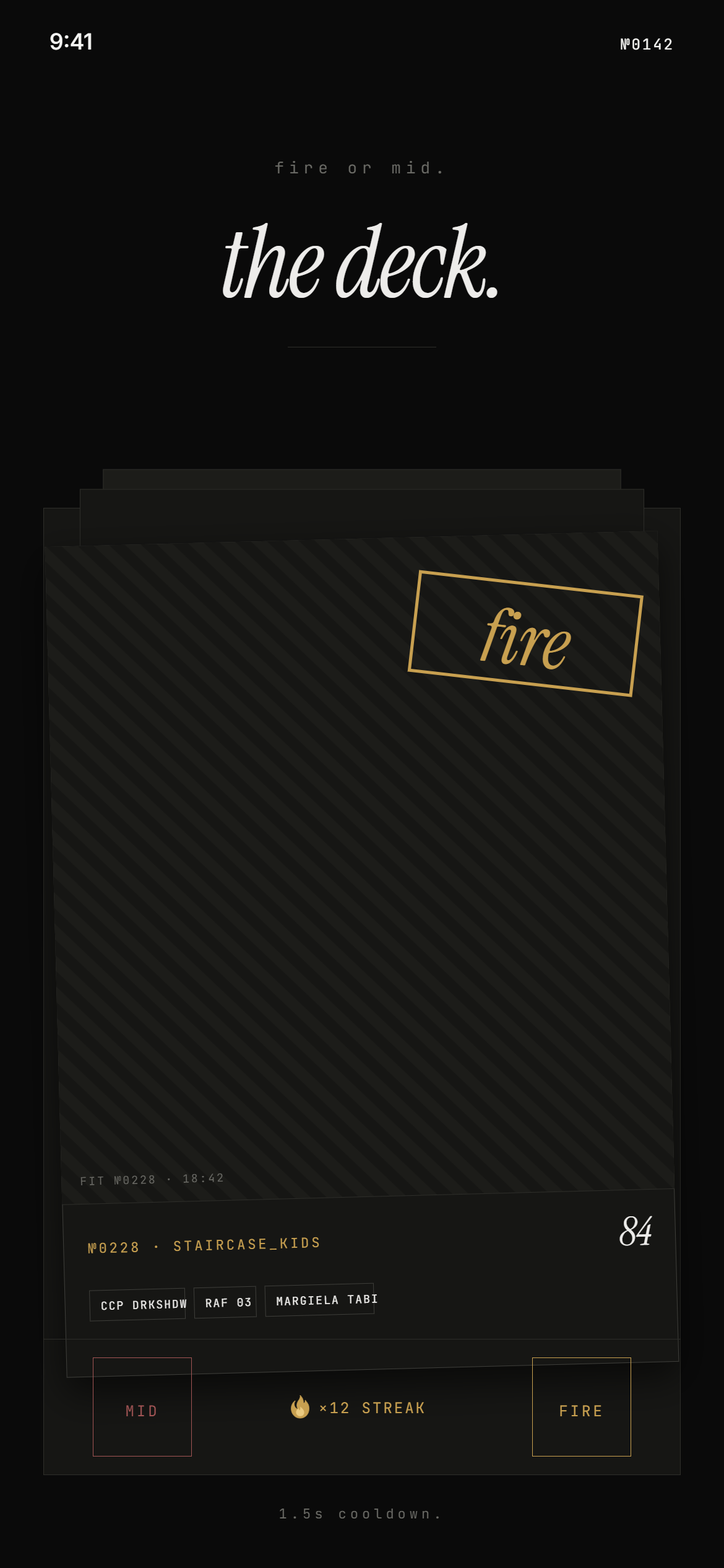 DECK · FIRE OR MID
